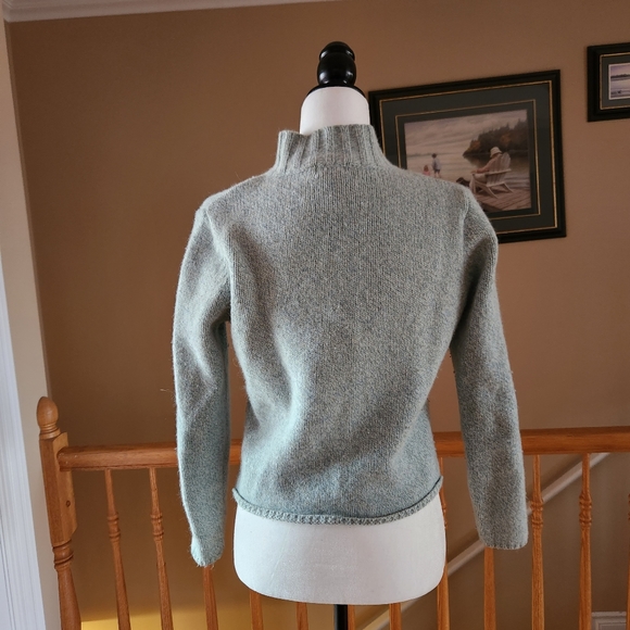 L. L. Bean sweater full zip knit green sweater lambs wool rabbit hair blend XS - Picture 3 of 13